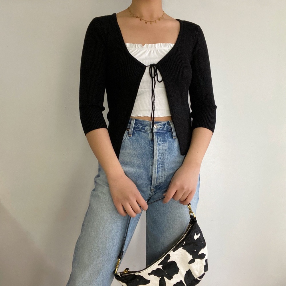 Y2K glitter tie front cardigan size S